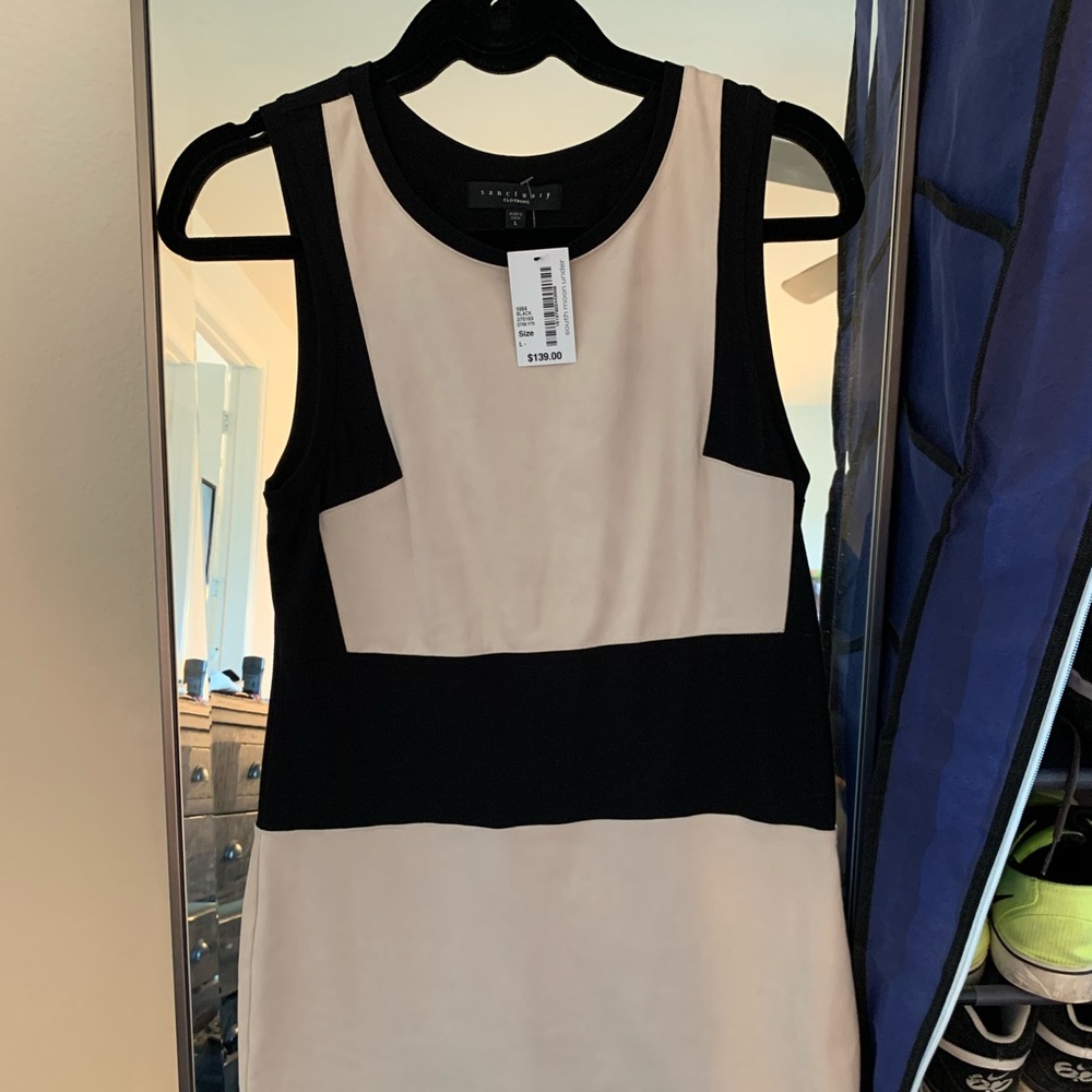Black and white suede dress
